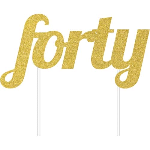 (image for) Forty Gold Glitter Cake Topper