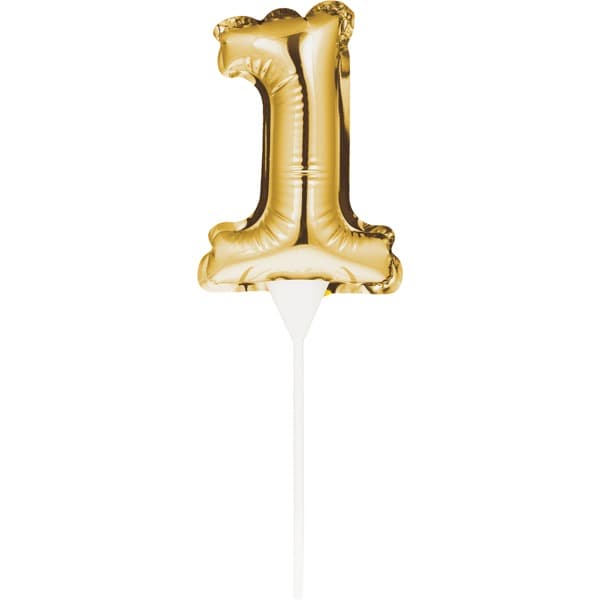 (image for) Gold Number 1 Self Inflating Balloon Cake Topper