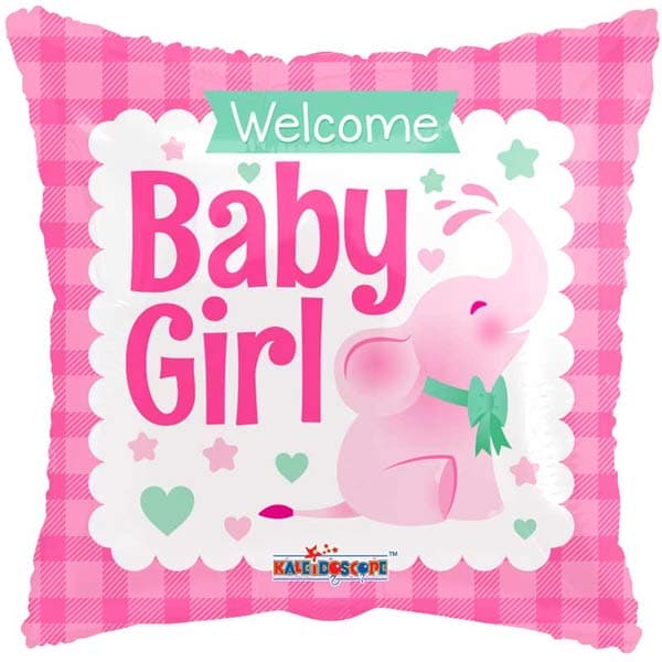 (image for) 18" Welcome Baby Girl Little Elephant Foil Balloons