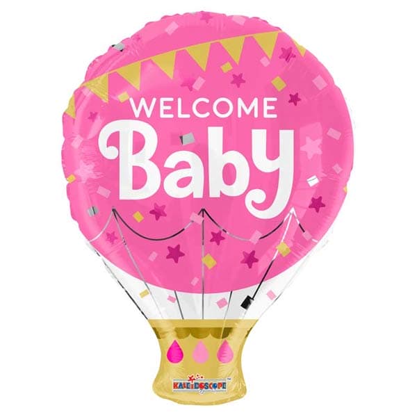 (image for) 18" Pink Welcome Baby Hot Air Balloon Foil Balloons