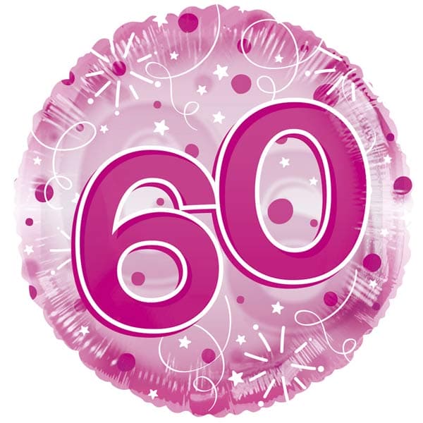 (image for) 24" Pink Age 60 Birthday Clear View Foil Balloons