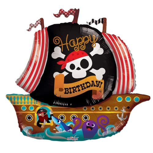 (image for) Pirate Ship Happy Birthday Supershape Balloons