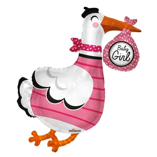 (image for) Baby Girl Stork Supershape Foil Balloons