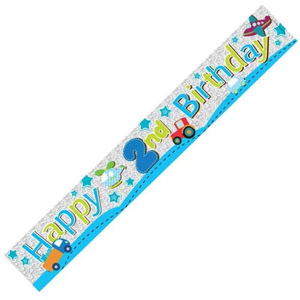 Happy 2nd Birthday Holographic Banner [apba1013] - £0.72 | GO ...