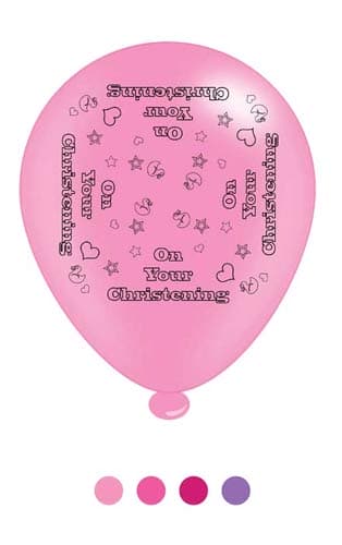 (image for) 10" Christening Girl Assorted Latex Balloons 6 Packs Of 8