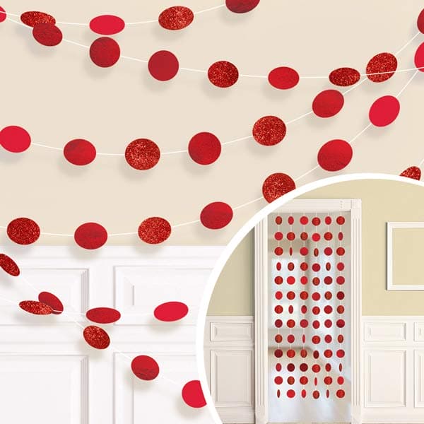 (image for) Apple Red Glitter String Decorations