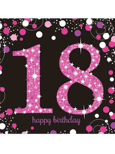 (image for) 18th Birthday Pink Celebration Napkins 16pk