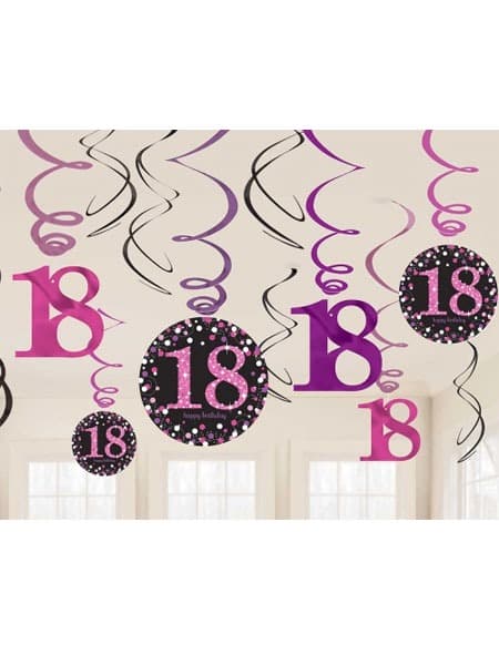 (image for) 18th Pink Celebration Swirl Decoration