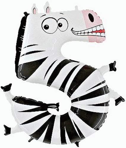 (image for) Oaktree Number 5 Zebra Zooloons Balloons