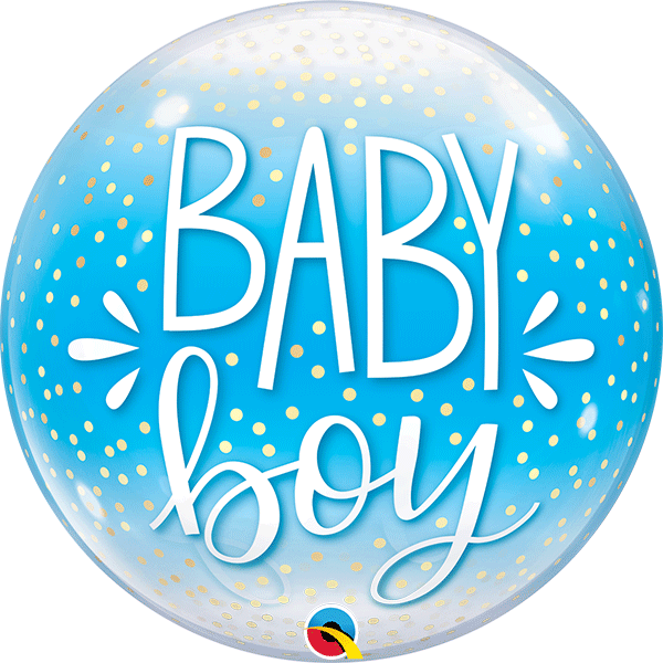 (image for) 22" Baby Boy Blue & Confetti Dots Single Bubble Balloons