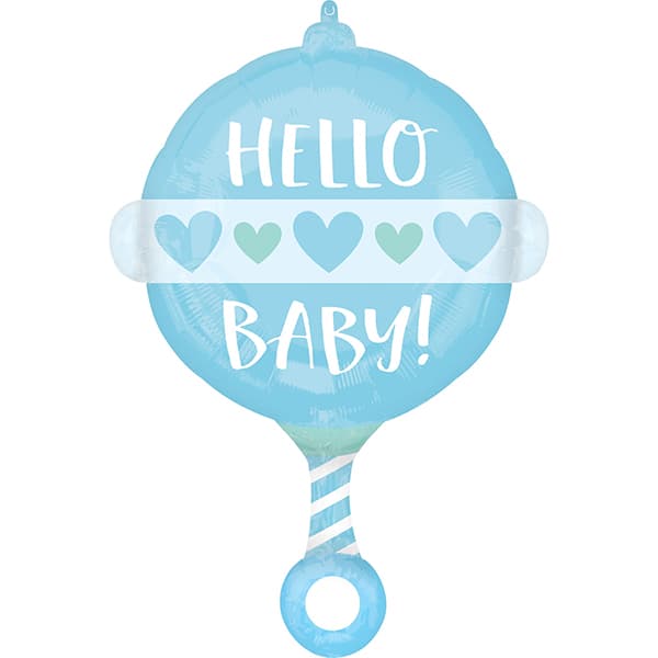 (image for) 24" Baby Boy Rattle Shape Foil Balloons