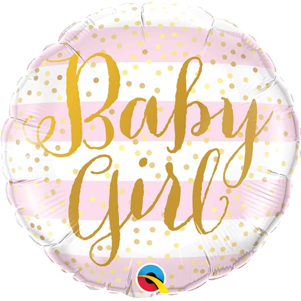 (image for) 18" Baby Girl Pink Stripes Foil Balloons