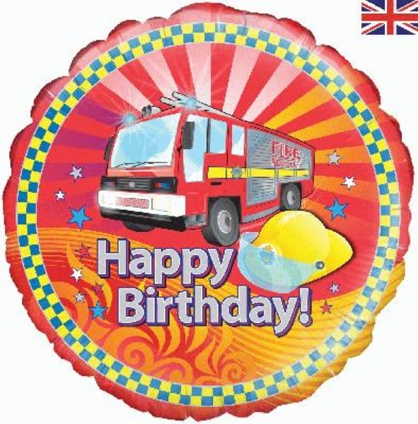 (image for) 18" Fire Engine Birthday Foil Balloons