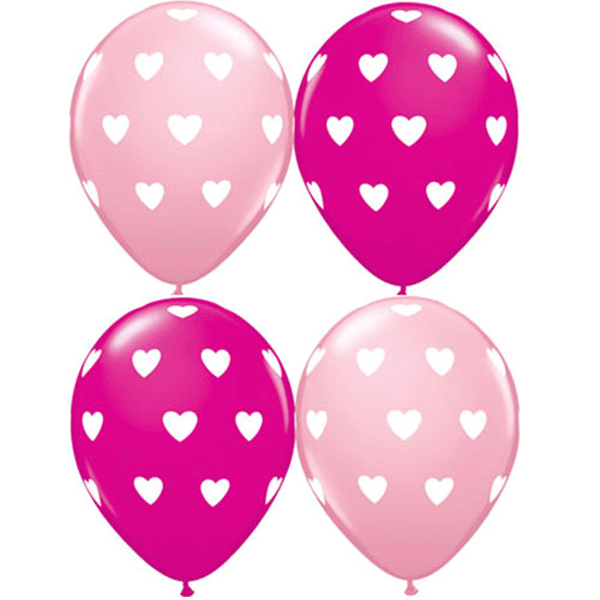 (image for) 11" Pink And Wild Berry Big Hearts Latex Balloons 25pk