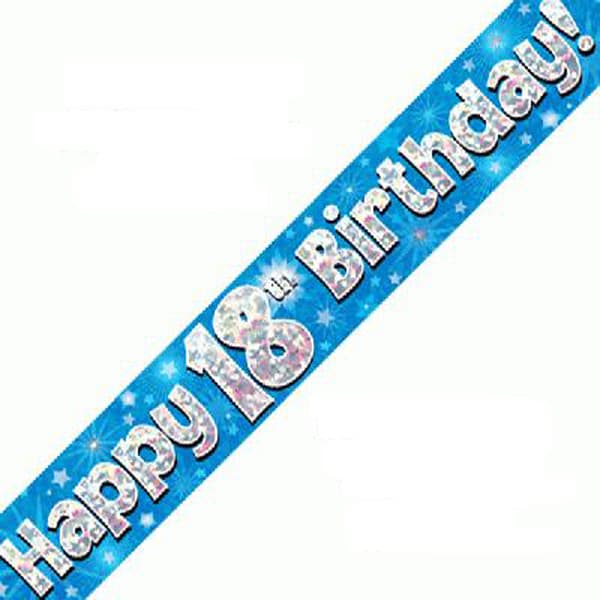 (image for) Happy 18th Birthday Blue Holographic Banner