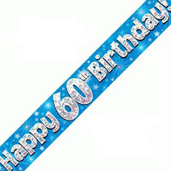 (image for) Happy 60th Birthday Blue Holographic Banner