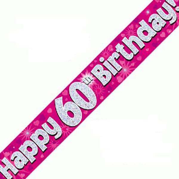 (image for) Happy 60th Birthday Pink Holographic Banner