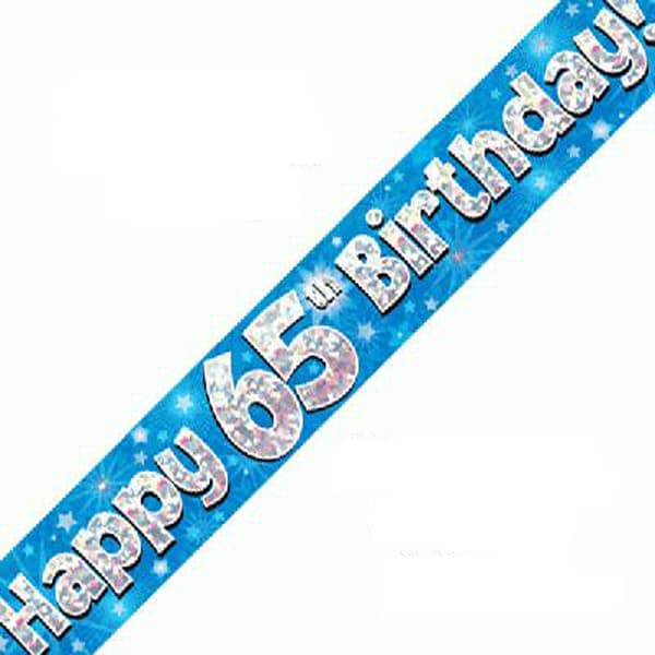 (image for) Happy 65th Birthday Blue Holographic Banner