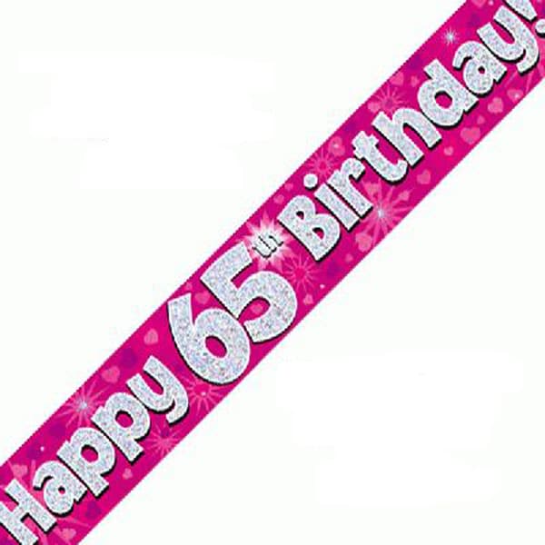 (image for) Happy 65th Birthday Pink Holographic Banner