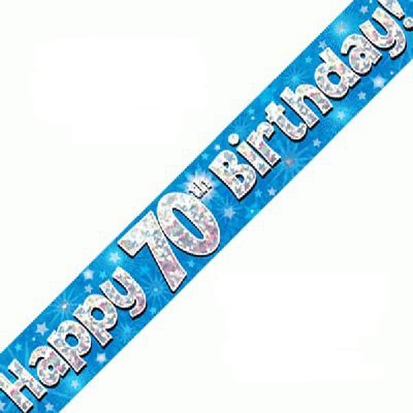 (image for) Happy 70th Birthday Blue Holographic Banner