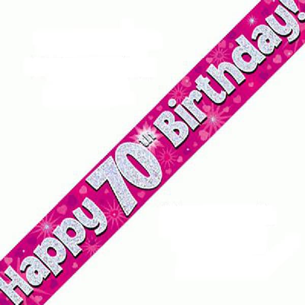 (image for) Happy 70th Birthday Pink Holographic Banner