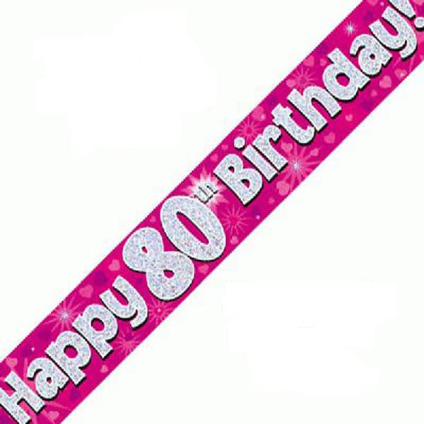 (image for) Happy 80th Birthday Pink Holographic Banner