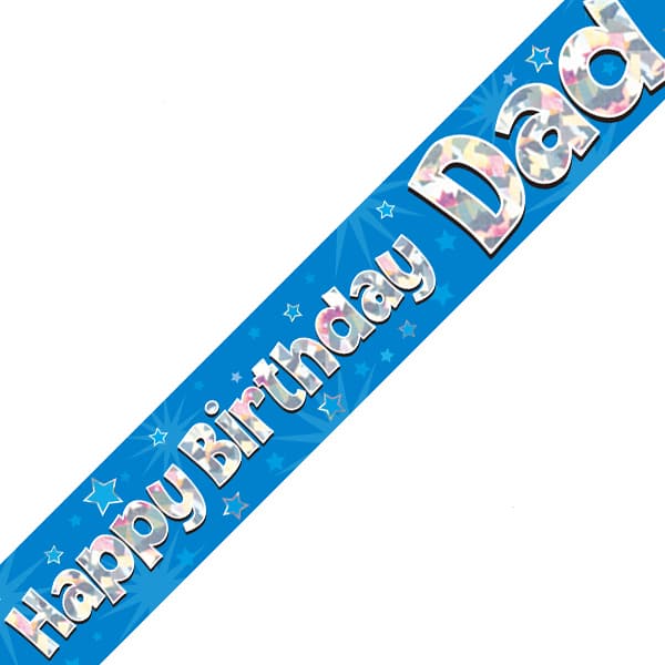 (image for) Happy Birthday Dad Blue Holographic Banner