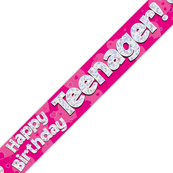 (image for) Happy Birthday Teenager Pink Holographic Banner