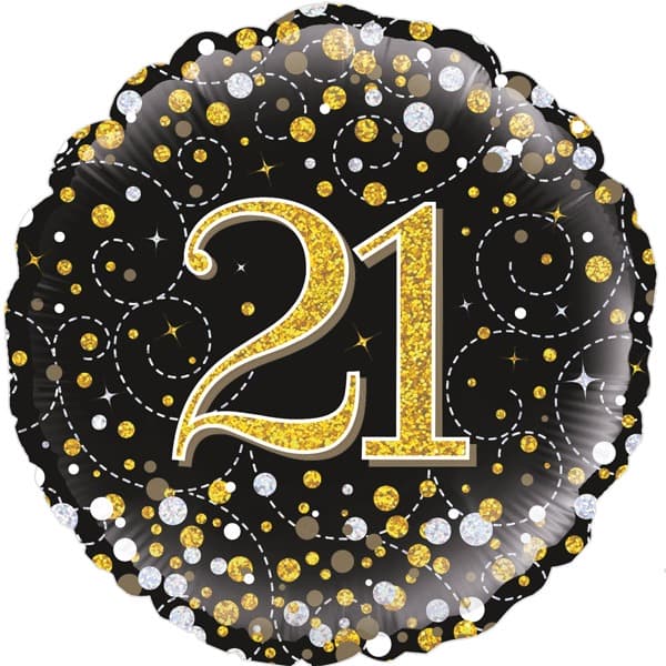 (image for) 18" Black Sparkling Fizz 21st Birthday Foil Balloons