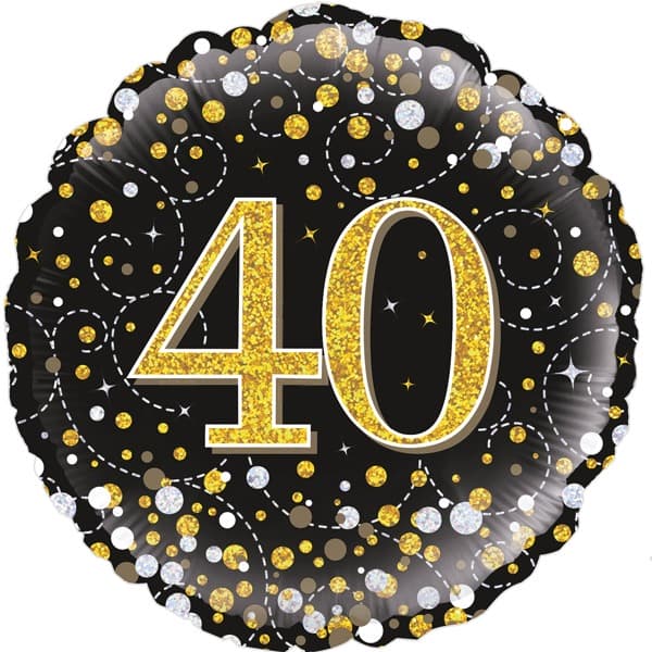 (image for) 18" Black Sparkling Fizz 40th Birthday Foil Balloons