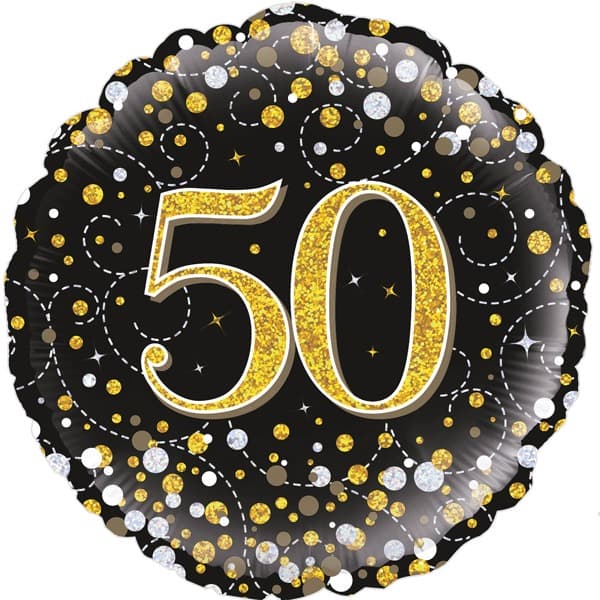 (image for) 18" Black Sparkling Fizz 50th Birthday Foil Balloons