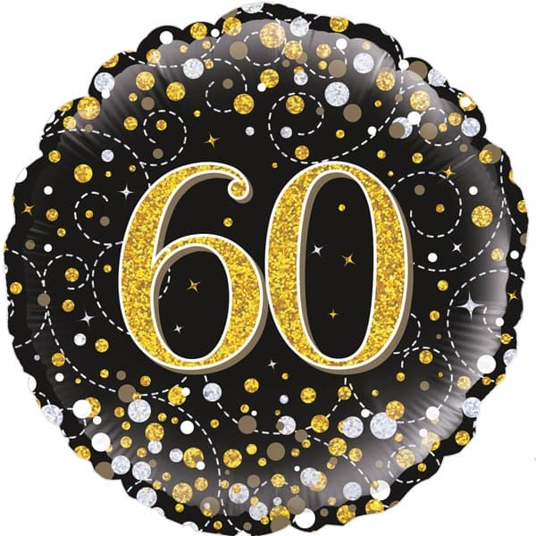 (image for) 18" Black Sparkling Fizz 60th Birthday Foil Balloons