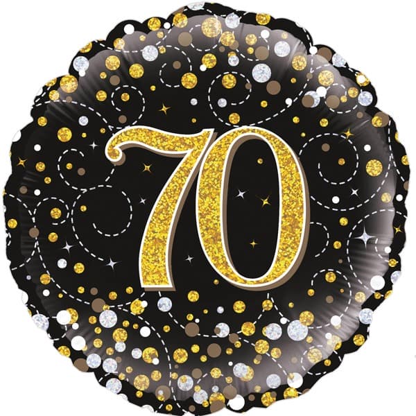 (image for) 18" Black Sparkling Fizz 70th Birthday Foil Balloons