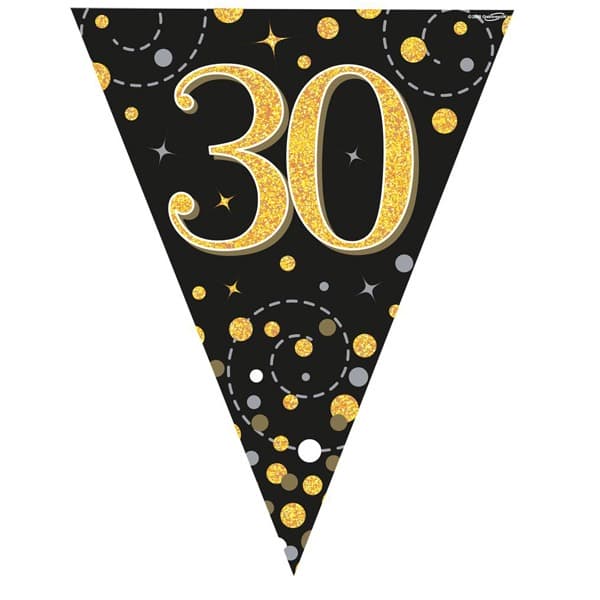 (image for) Happy 30th Birthday Black Sparkling Fizz Party Bunting