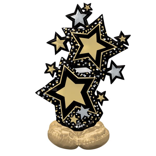 (image for) Black & Gold Star Cluster AirLoonz Large Foil Balloons