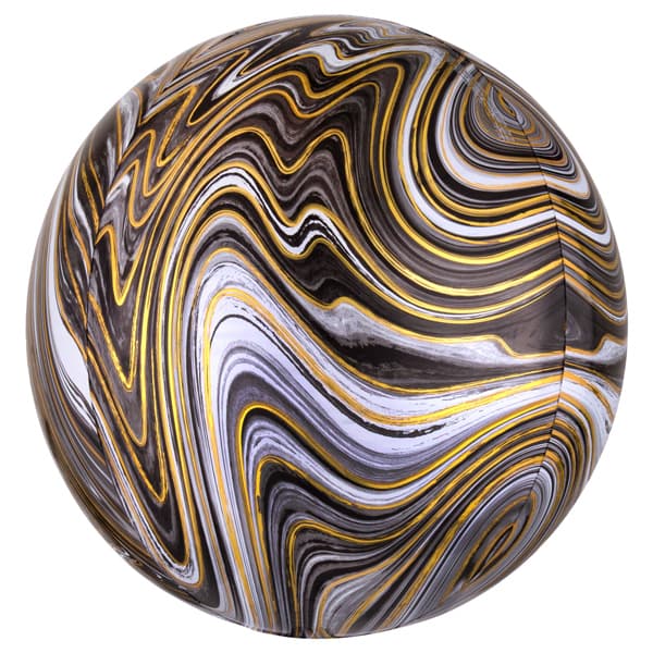 (image for) 15" Black Marblez Orbz Foil Balloons