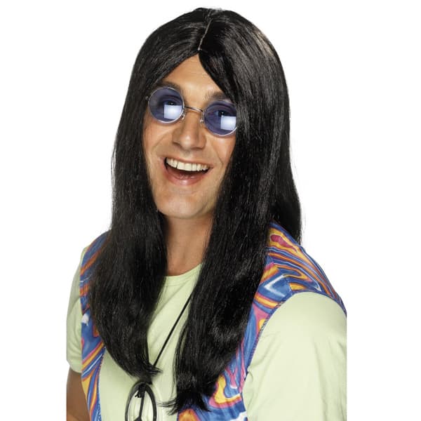 (image for) Black Neil Hippy Wigs With Side Parting