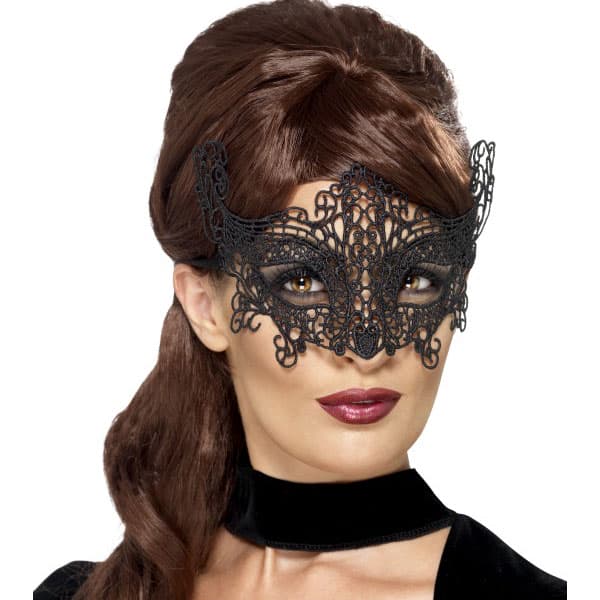 (image for) Black Embroidered Lace Filigree Eyemasks