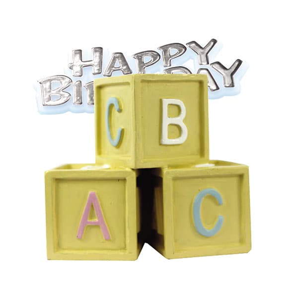 (image for) Baby Blocks Cake Topper & Happy Birthday Motto