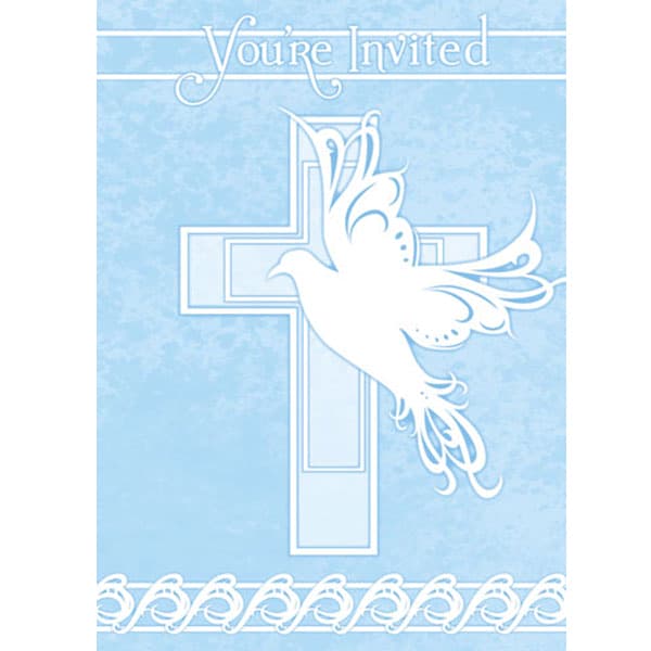 (image for) Blue Dove Cross Invitations 8pk