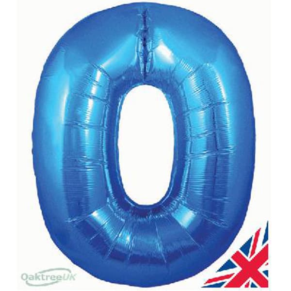 (image for) 34" Oaktree Blue Number 0 Shape Balloons