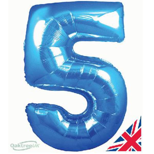 (image for) 34" Oaktree Blue Number 5 Shape Balloons