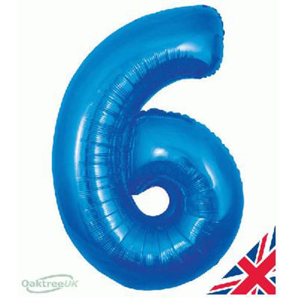 (image for) 34" Oaktree Blue Number 6 Shape Balloons