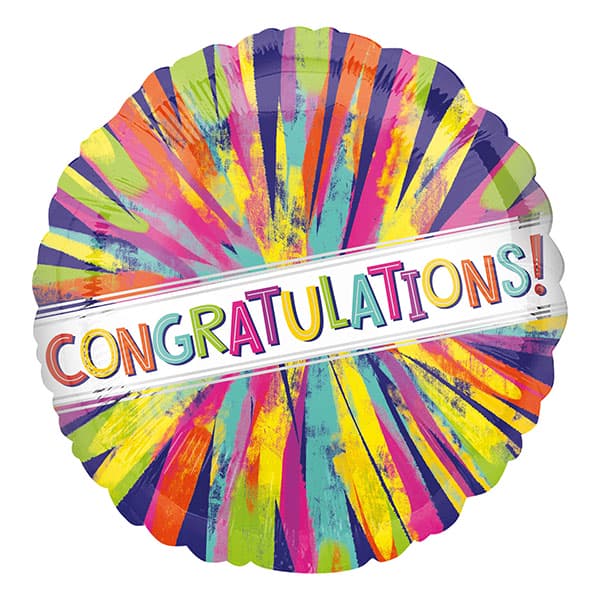 (image for) 18" Congrats Painterly Bursts Foil Balloons