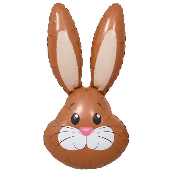 35" Metallic Brown Cute Rabbit Head Shape Foil Balloons