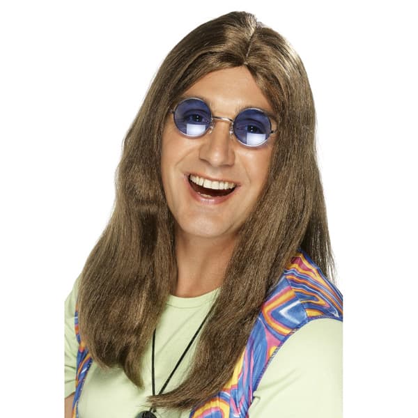 (image for) Brown Neil Hippy Wigs With Side Parting