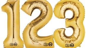 16" Gold Number Air Filled Balloons