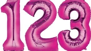 16" Pink Number Air Filled Balloons