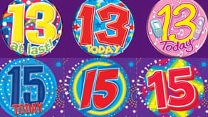 Age 13-15 Small Birthday Badges