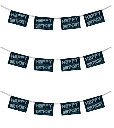 (image for) Black & White Happy Birthday Bunting